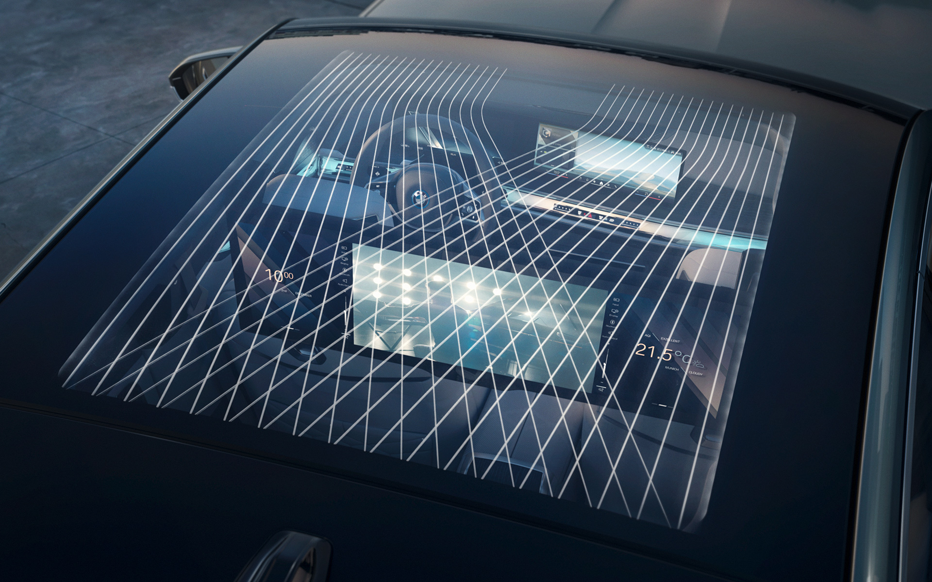 Panorama glass roof Sky Lounge Illuminated BMW i7 Saloon G70 interior